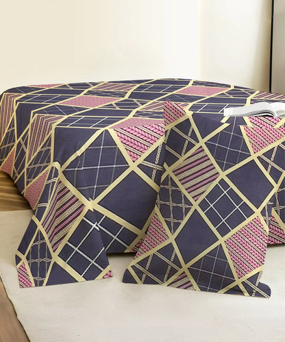 Pink Grey Charm King Size Bedsheet With 2 Pillow Cover
