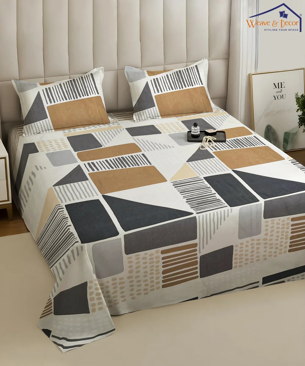 Striped Squares Bedsheet With Pillow Covers