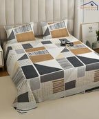 Striped Squares Bedsheet With Pillow Covers