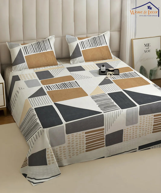 Striped Squares Bedsheet With Pillow Covers