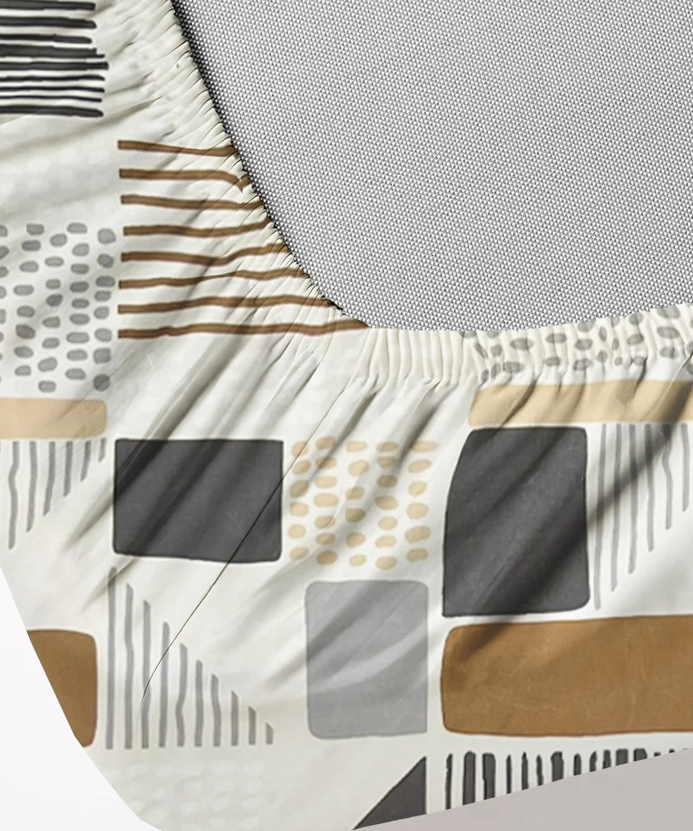 Striped Squares Bedsheet With Pillow Covers