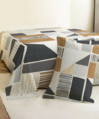 Striped Squares Bedsheet With Pillow Covers