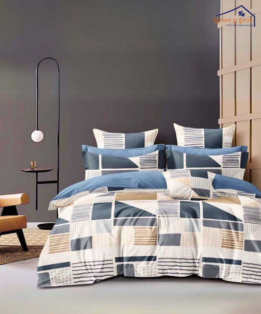 Striped Squares   Single Bedsheet With 1 Pillow Cover