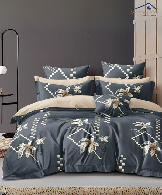 Ashen Floral Veil  Single Bedsheet With 1 Pillow Cover