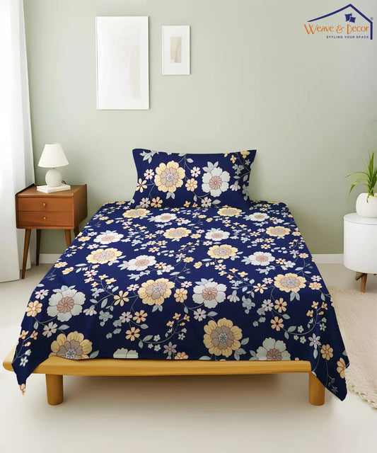 Flowers Flood King Size Bedsheet With 2 Pillow Cover