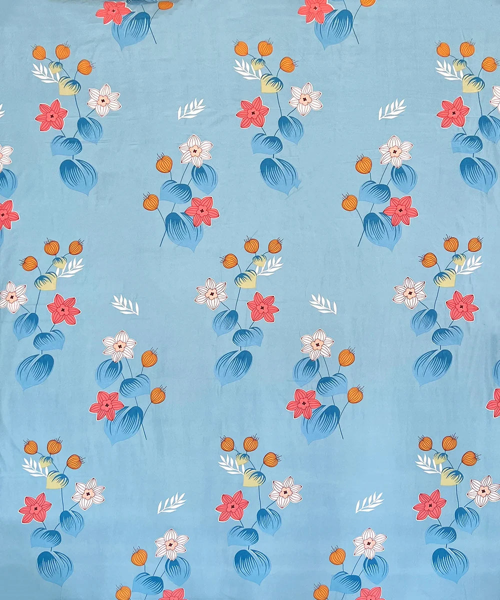 Sky Petal Breeze King Size Bedsheet With 2 Pillow Cover