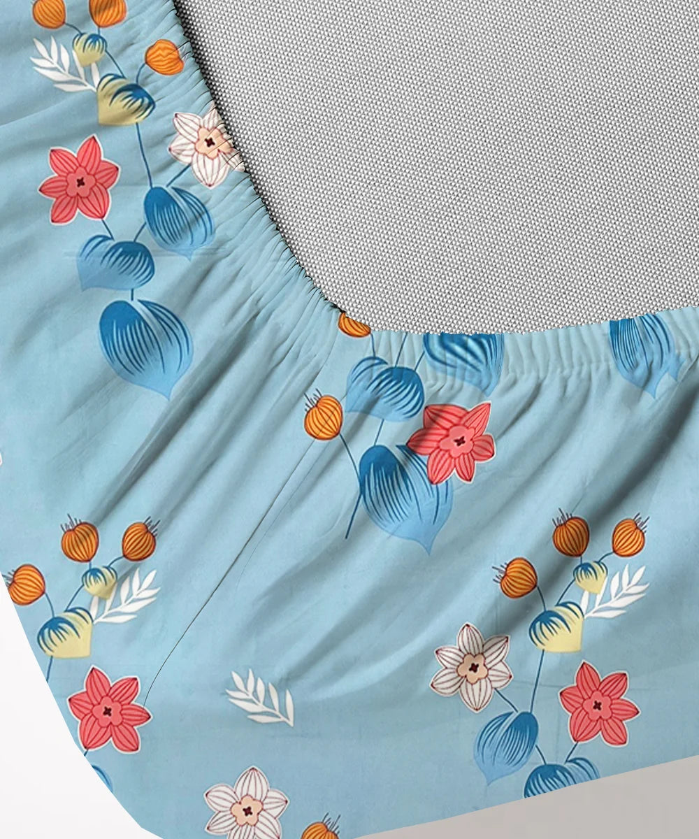 Sky Petal Breeze King Size Bedsheet With 2 Pillow Cover
