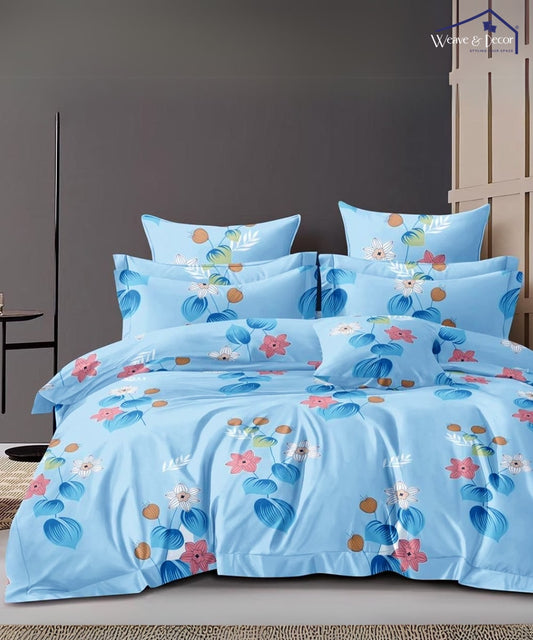 Sky Petal Breeze   Single Bedsheet With 1 Pillow Cover