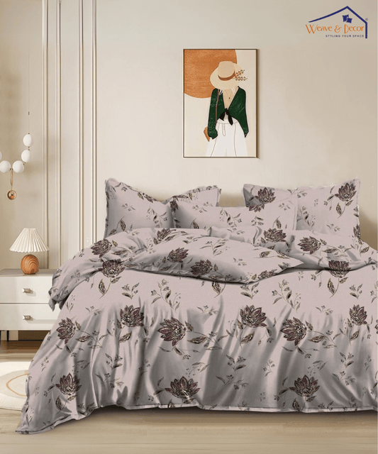 Biege Botanica  Fitted Bedsheet With Pillow Cover