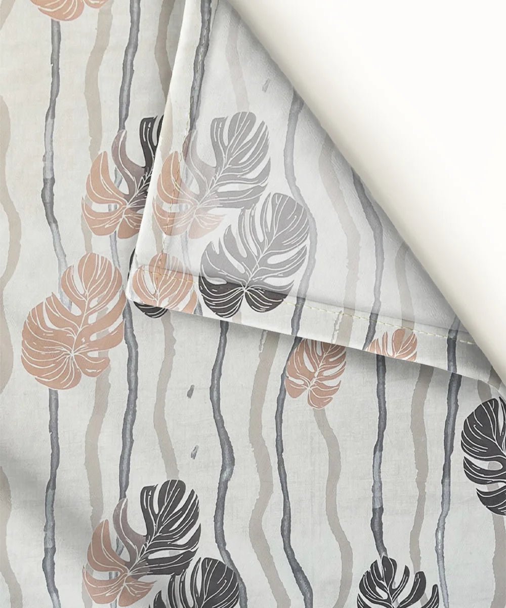 Mocha Palms   Super King Fitted Bedsheet With 2 Pillow Covers