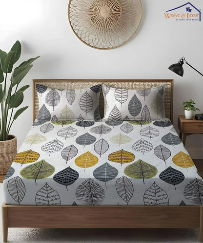 Falling Hues Super King Fitted Bedsheet With 2 Pillow Covers