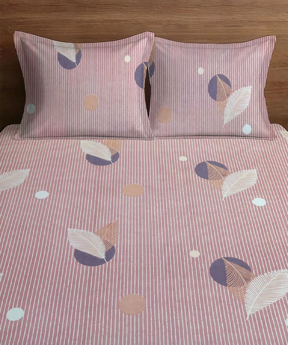 Blush Mirage   King Size Bedsheet With 2 Pillow Cover