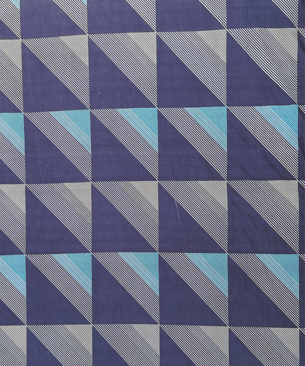 Glacier Grid King Size Bedsheet With 2 Pillow Cover