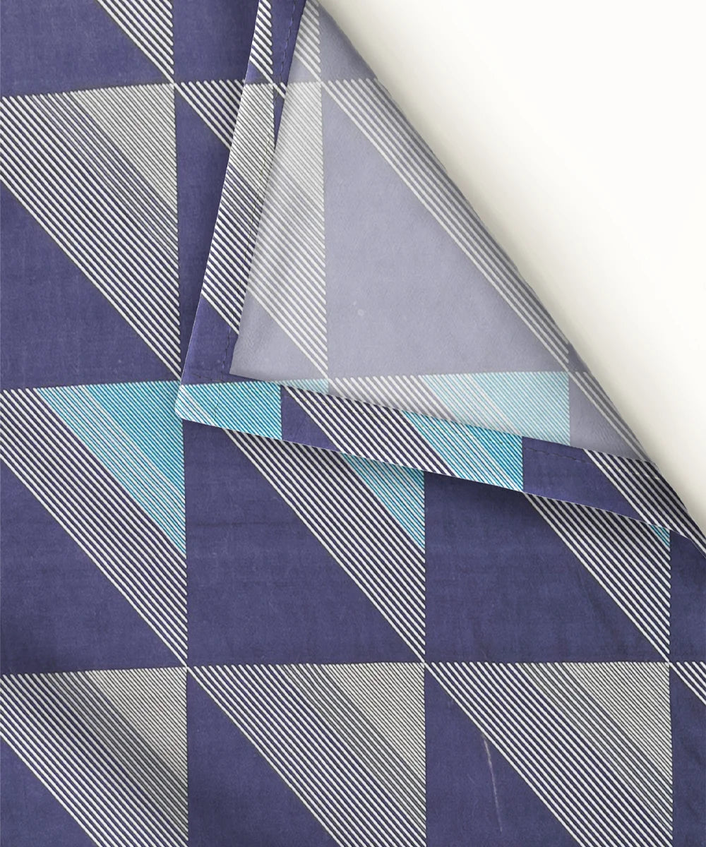 Glacier Grid King Size Bedsheet With 2 Pillow Cover