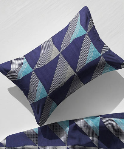 Glacier Grid King Size Bedsheet With 2 Pillow Cover