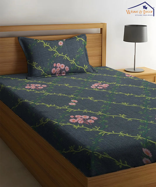 Dusky Petals King Size Bedsheet With 2 Pillow Cover