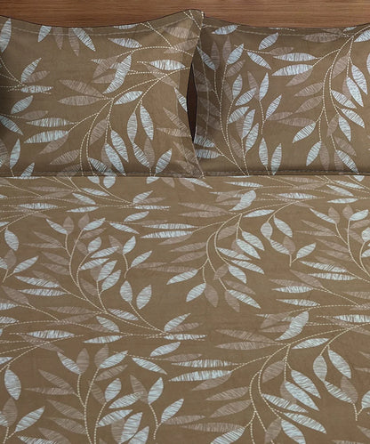 Olive Whisper King Size Bedsheet With 2 Pillow Cover