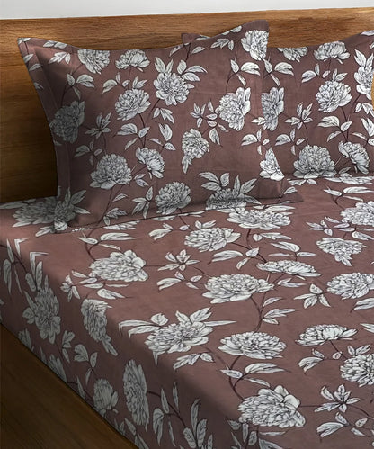 Truffle Florals King Size Bedsheet With 2 Pillow Cover