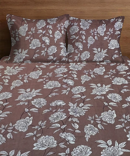 Truffle Florals King Size Bedsheet With 2 Pillow Cover