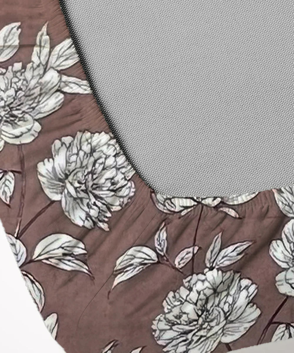Truffle Florals King Size Bedsheet With 2 Pillow Cover