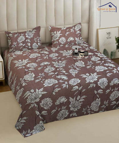 Truffle Florals Flat Double Bedsheet With 2 Pillow Covers