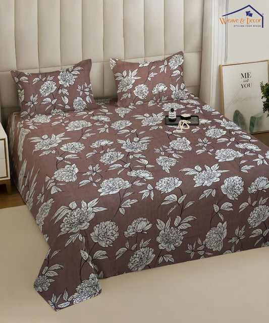 Truffle Florals Flat Double Bedsheet With 2 Pillow Covers