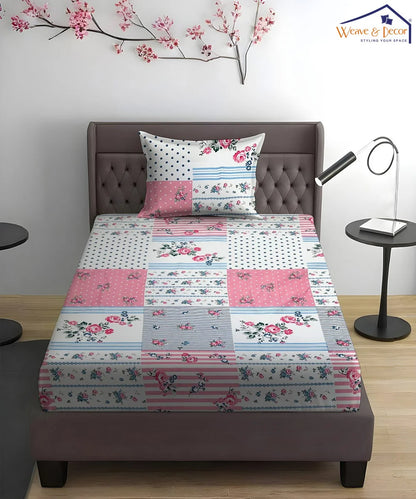Blush Garden Super King Fitted Bedsheet With 2 Pillow Covers