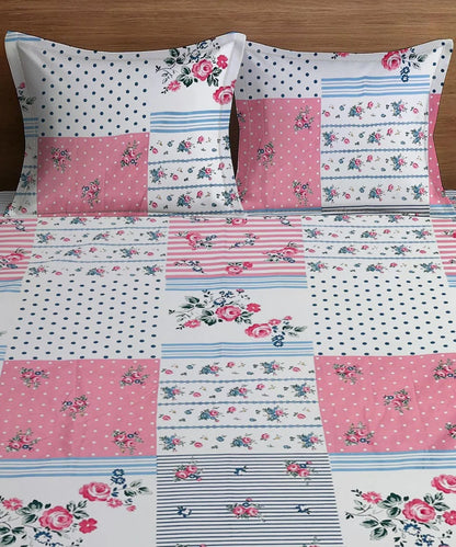 Blush Garden Super King Fitted Bedsheet With 2 Pillow Covers