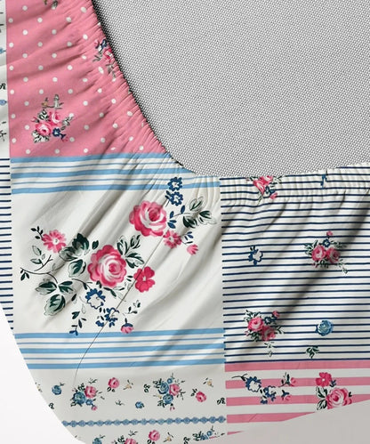 Blush Garden Super King Fitted Bedsheet With 2 Pillow Covers
