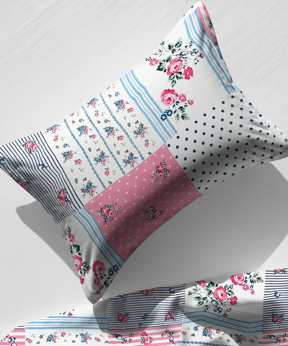 Blush Garden Super King Fitted Bedsheet With 2 Pillow Covers