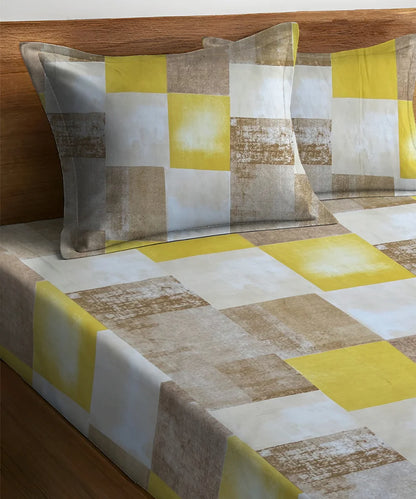 Golden Mornings King Size Bedsheet With 2 Pillow Cover
