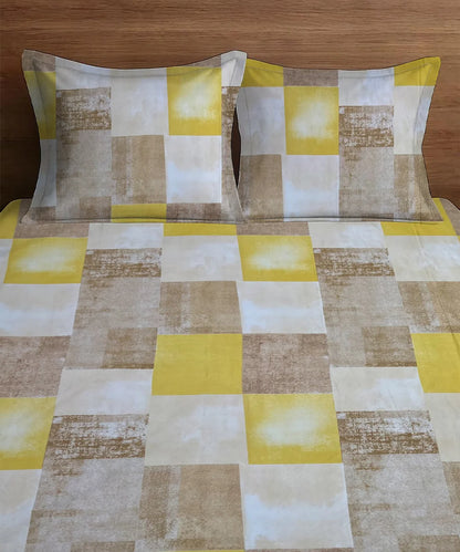 Golden Mornings King Size Bedsheet With 2 Pillow Cover