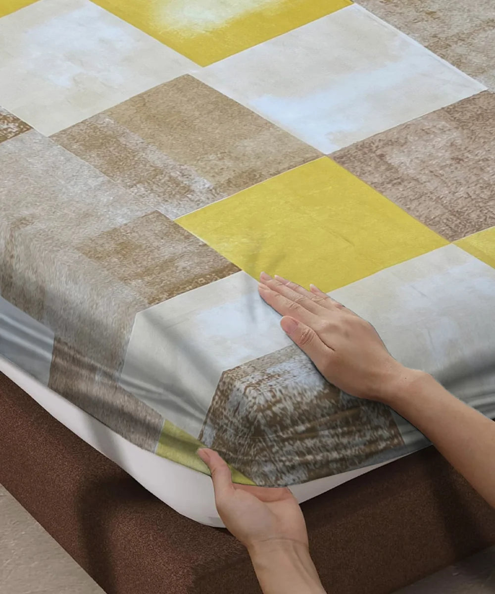 Golden Mornings King Size Bedsheet With 2 Pillow Cover