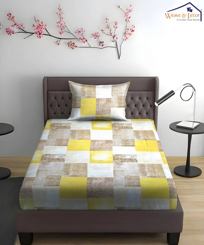 Golden Mornings King Size Bedsheet With 2 Pillow Cover