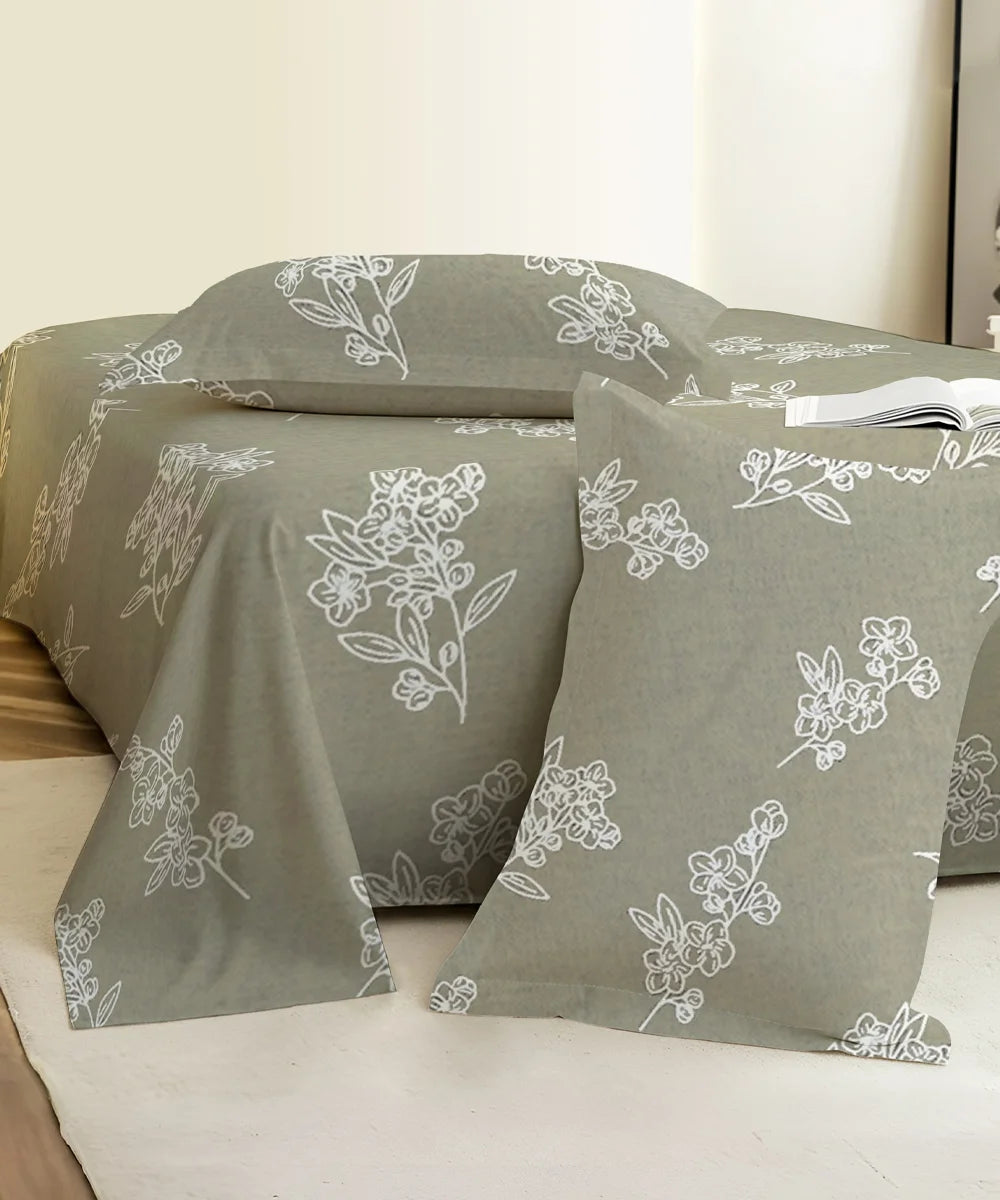 Sandy Bloom Flat Bedsheet With Pillow Covers