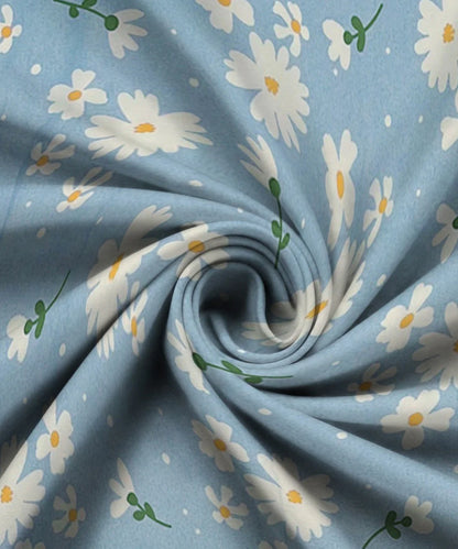 Blue Daisy Bliss King Size Bedsheet With 2 Pillow Cover
