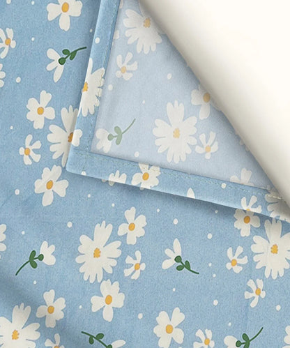 Blue Daisy Bliss King Size Bedsheet With 2 Pillow Cover