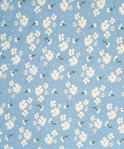 Blue Daisy Bliss King Size Bedsheet With 2 Pillow Cover