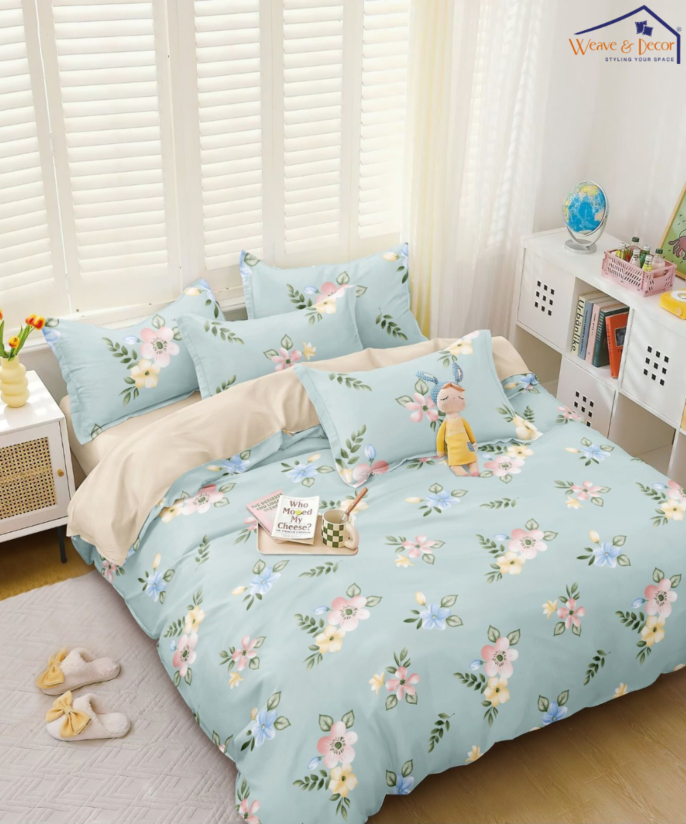 Pastel Bloom  Flat Double Bedsheet With 2 Pillow Covers