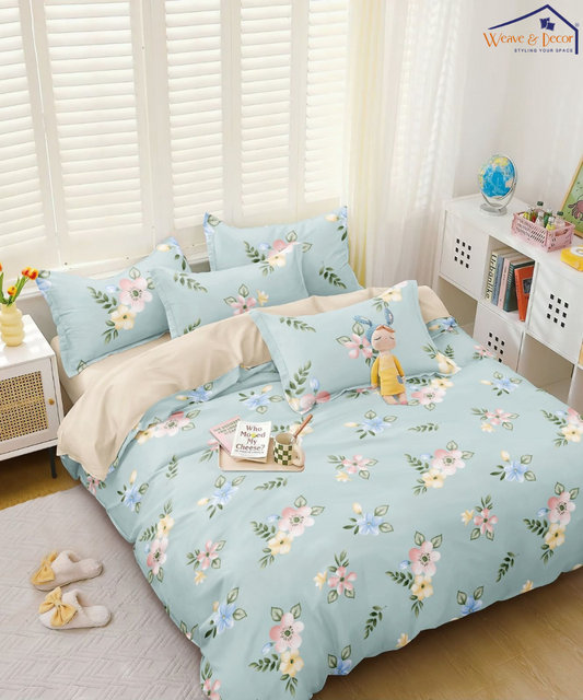 Pastel Bloom  Flat Double Bedsheet With 2 Pillow Covers