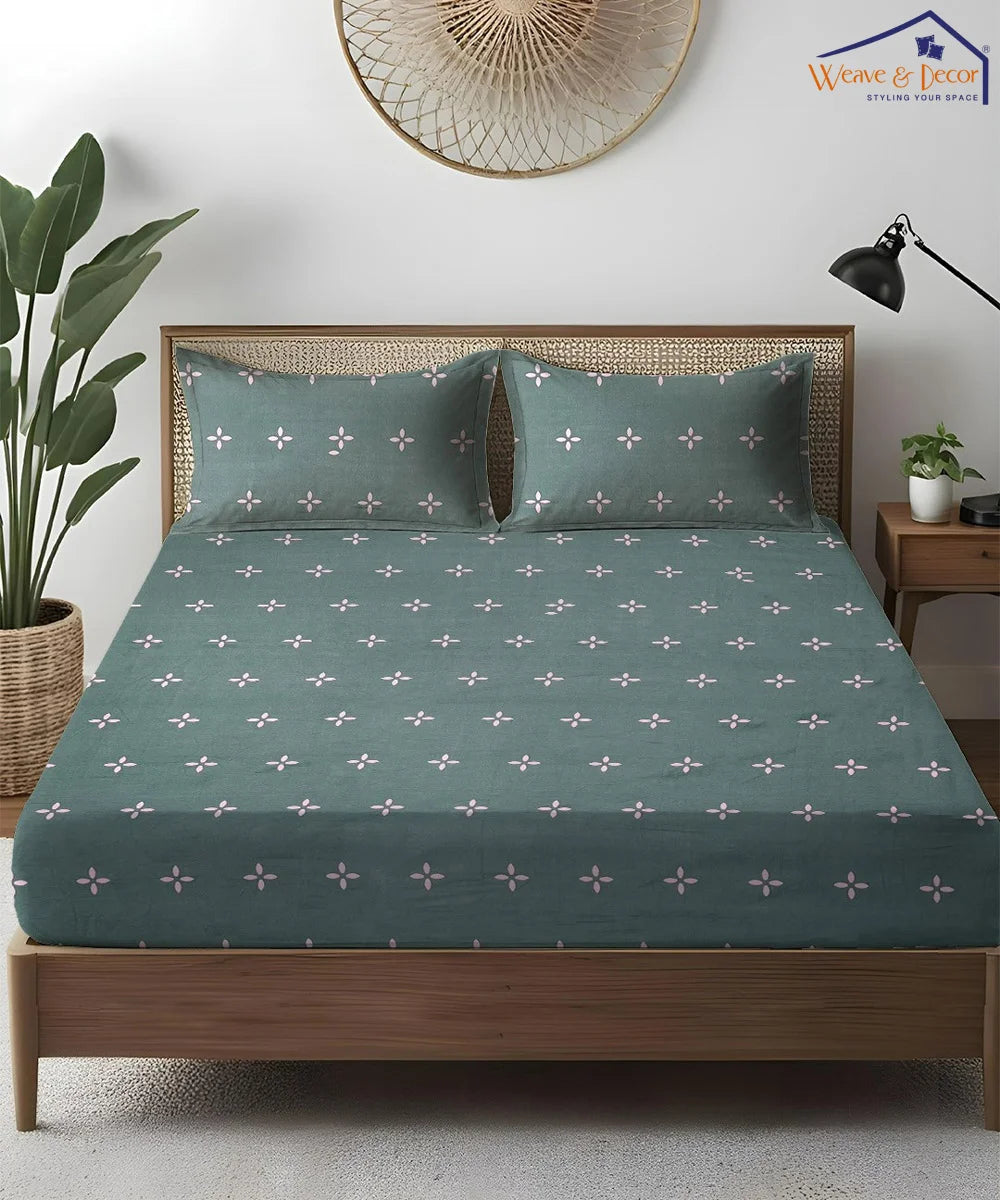 Midnight Blossom King Size Bedsheet With 2 Pillow Cover