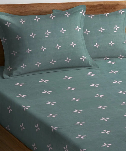 Midnight Blossom King Size Bedsheet With 2 Pillow Cover