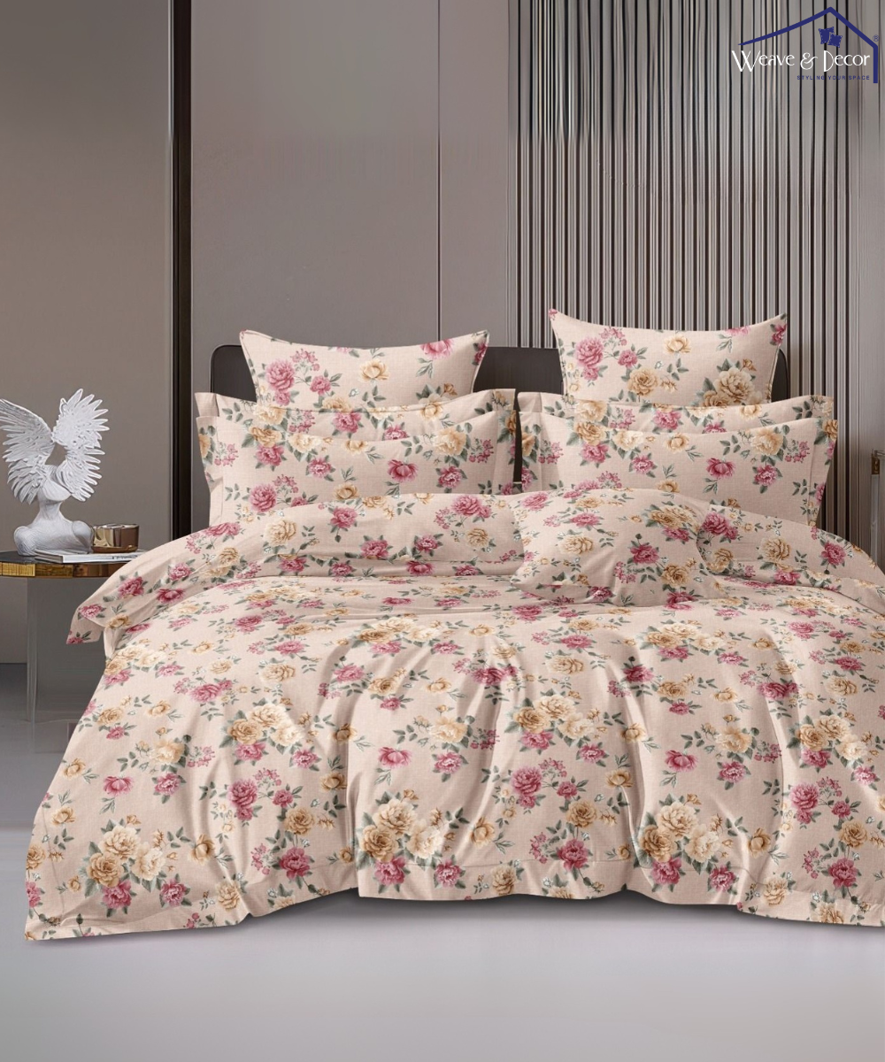 Vintage Rose Garden Fitted Bedsheet With Pillow Cover