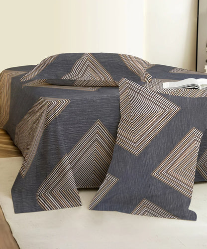 Blue Prism King Size Bedsheet With 2 Pillow Cover