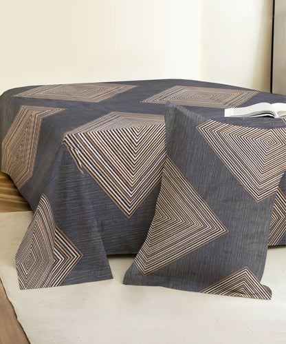 Blue Prism King Size Bedsheet With 2 Pillow Cover