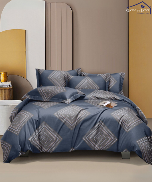 Blue PrismFitted Bedsheet With Pillow Cover