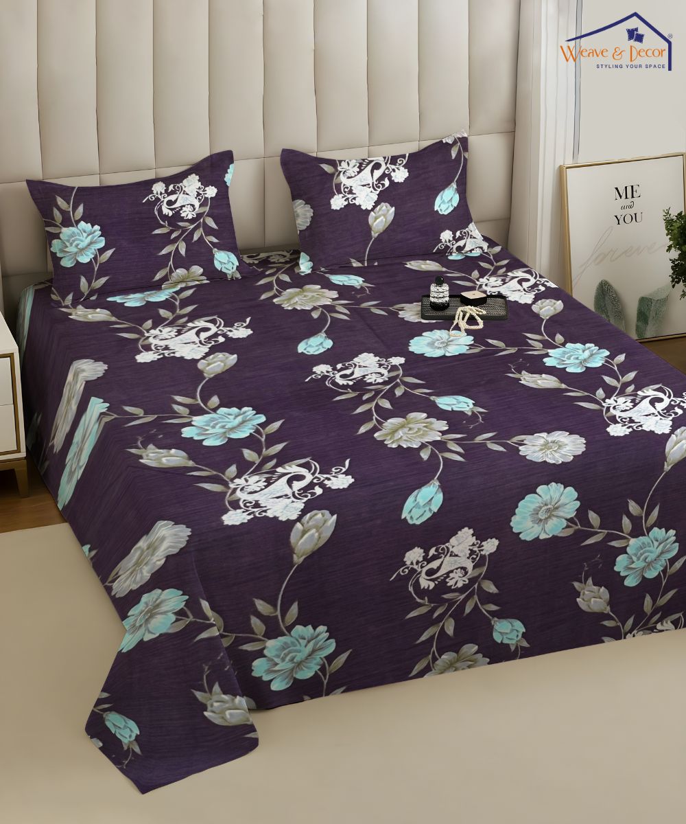 Noir Elegance Flat Double Bedsheet With 2 Pillow Covers