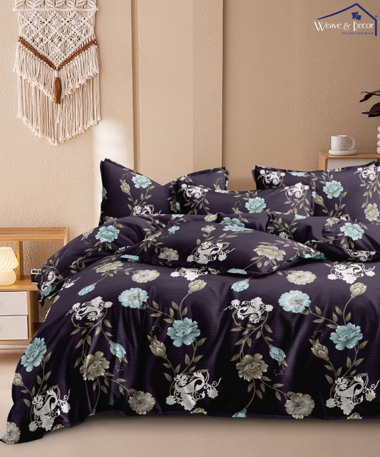 Noir EleganceSingle Fitted Bedsheet With 1 Pillow Cover