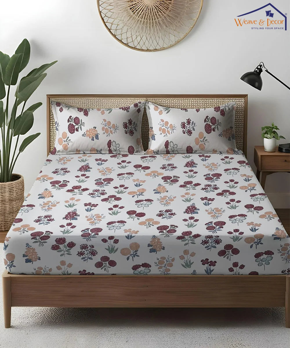 Autumn Bloom Flat Bedsheet With Pillow Covers