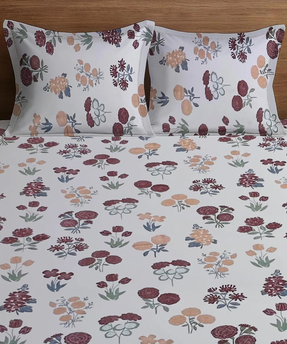 Autumn Bloom Flat Bedsheet With Pillow Covers
